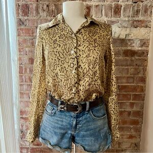 Vintage 100% Silk Snakeskin Print Button-Up Blouse -Size 6/Medium -TP50